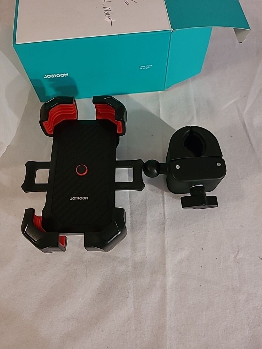 JOYROOM JR-ZS288 Motorcycle/Bike Phone Mount, Auto Lock, Black/ Red NIB